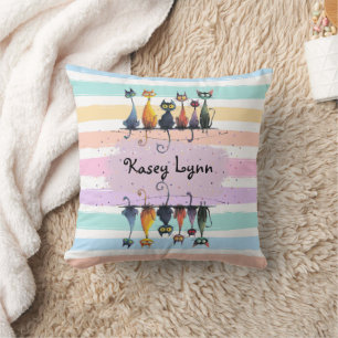 Coussin Super Cute Crazy Nom du chat Cadre Design sur ce