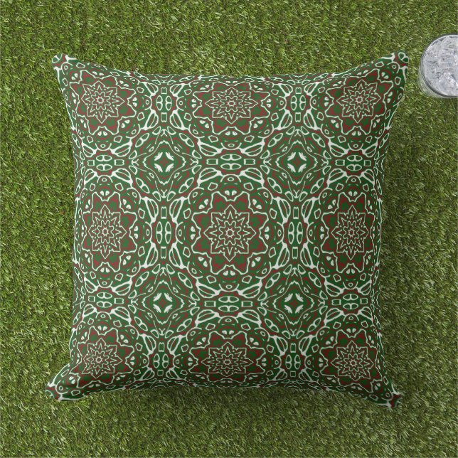 Coussin Super Eclectique Orné Noël Mandala Motif (Herbe)