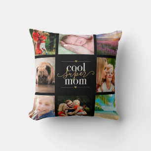 Coussin Super Maman Cool 8 Collage Photo Noir Et Or