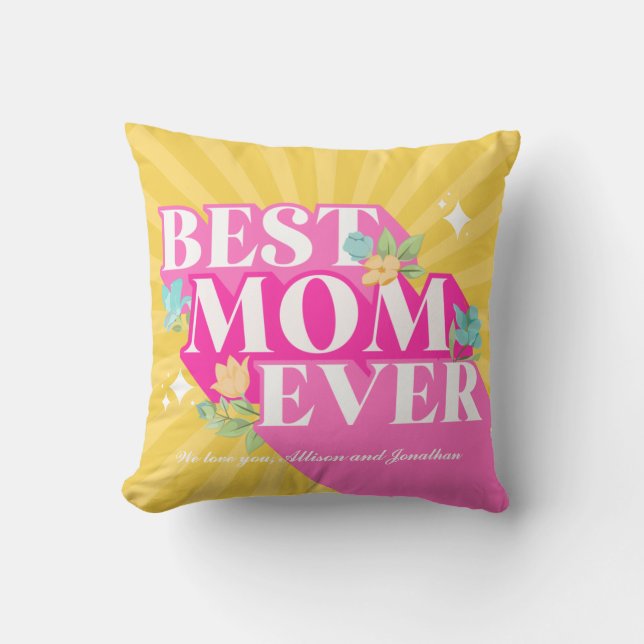 Coussin Super Maman Incroyable Rétro Psychédélique (Recto)