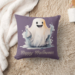 Coussin Super mignon et joyeux fantôme Violet Joyeux Hallo