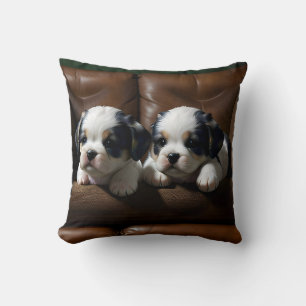 Coussin Super mignonne chiots sur le canapé 1