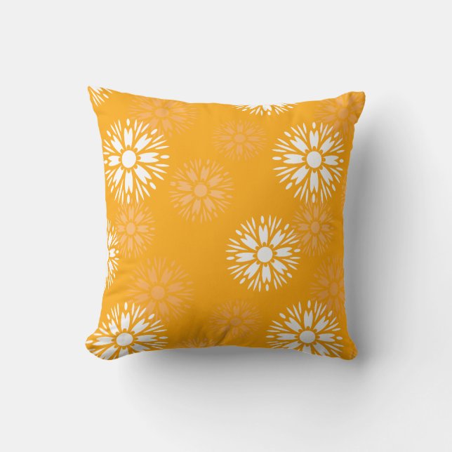 Coussin Super Orange Daisy Fleur Retro Floral (Recto)