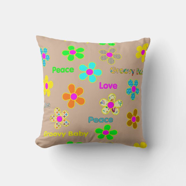 Coussin super psychédélique bronzage d'impression (Recto)