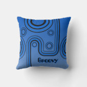 Coussin Super Retro 1960 Design linéaire bleu et noir (Verso)