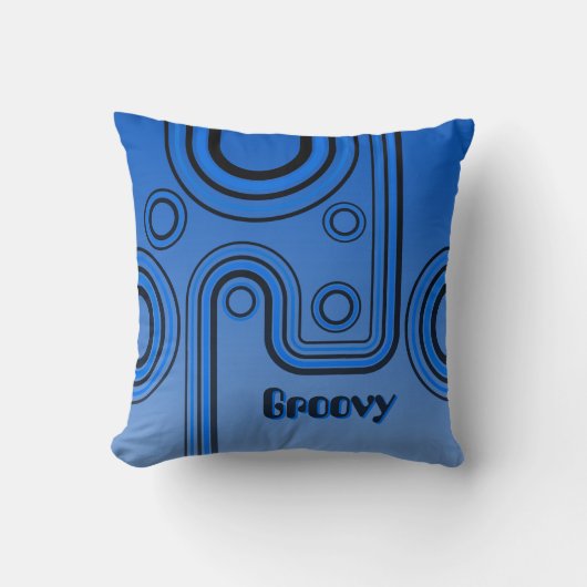 Coussin Super Retro 1960 Design linéaire bleu et noir (Recto)