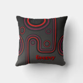 Coussin Super Retro 1960s Design linéaire orange et noir (Verso)