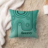 Coussin Super Retro 1960s Design linéaire Turquoise Noir (Couverture)