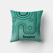Coussin Super Retro 1960s Design linéaire Turquoise Noir (Verso)