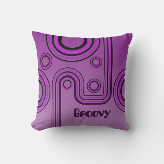 Coussin Super Retro années 1960 Design linéaire violet et  (Recto)
