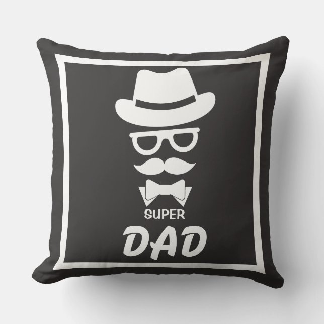 Coussin Super visage de papa avec moustaches, Casquette, v (Recto)