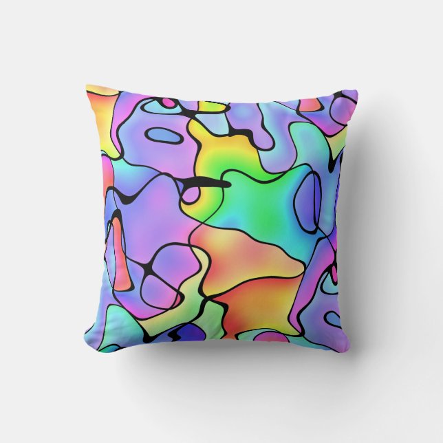 Coussin Superbe Abstrait coloré Motif d'aquarelles (Recto)