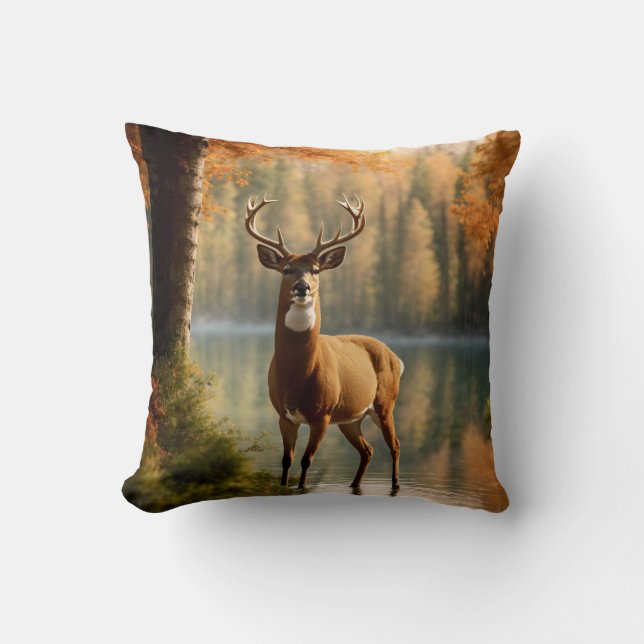 Coussin Superbe canard à douze points dans les eaux d'auto (Recto)