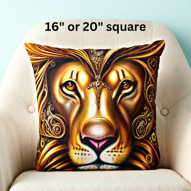 Coussin Superbe Lion d'Or (Créateur téléchargé)