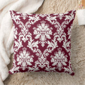 Coussin Superbe modèle floral bordeaux Damas (Couverture)