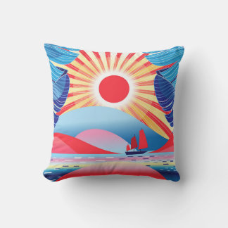 Coussin Superbe paysage Vintage avec palmiers et vue