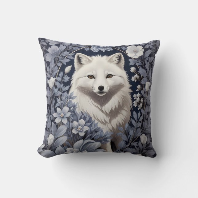 Coussin Superbe Renard arctique William Morris Inspiré (Recto)