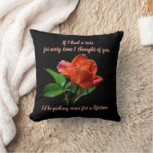 Coussin Superbe rose rouge pêche sur fond noir (Couverture)