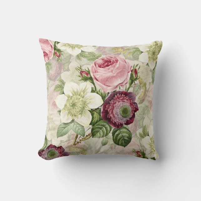 Coussin Superbes grandes Roses Floral (Recto)