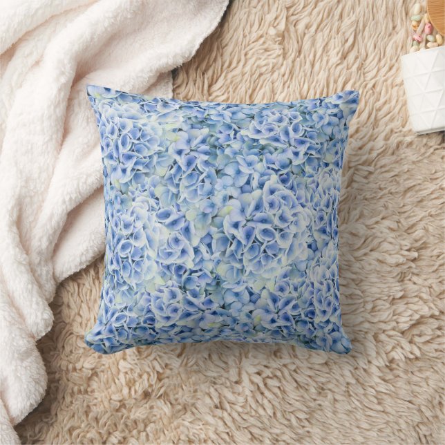 Coussin Superbes hydrangées bleues - motif floral (Couverture)