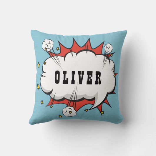 Coussin Superhero Comic Speech Bubble Boy Name (Verso)