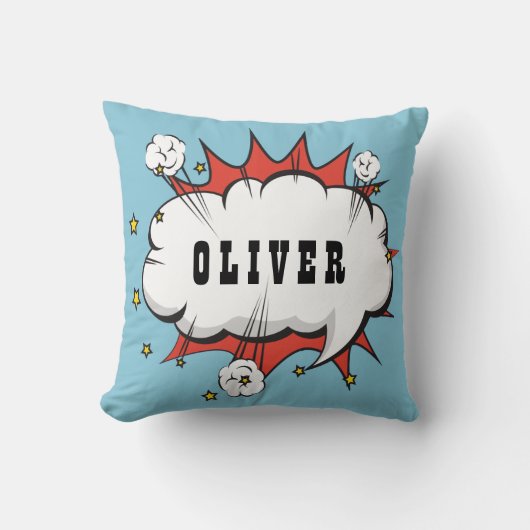 Coussin Superhero Comic Speech Bubble Boy Name (Recto)