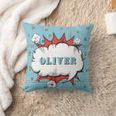 Coussin Superhero Comic Speech Bubble Boy Photo Throw Pil (Couverture)