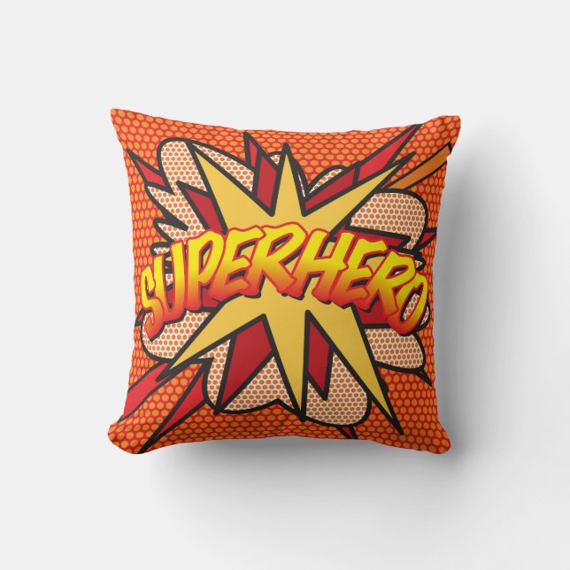 Coussin SUPERHERO Cool Modern Fun Comique Livre (Recto)