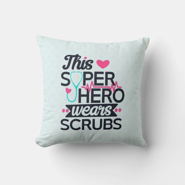 Coussin Superhero de soins infirmiers drôle dire la typogr (Recto)