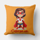 Coussin Supermom – Cute Mother Superhero Design (Recto)
