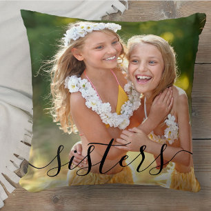 Coussin Superposition de texte personnalisé pour sœurs 2 P