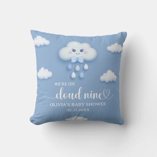 Coussin Sur Cloud 9 mignon Baby shower garçon bleu Jeter o (Recto)
