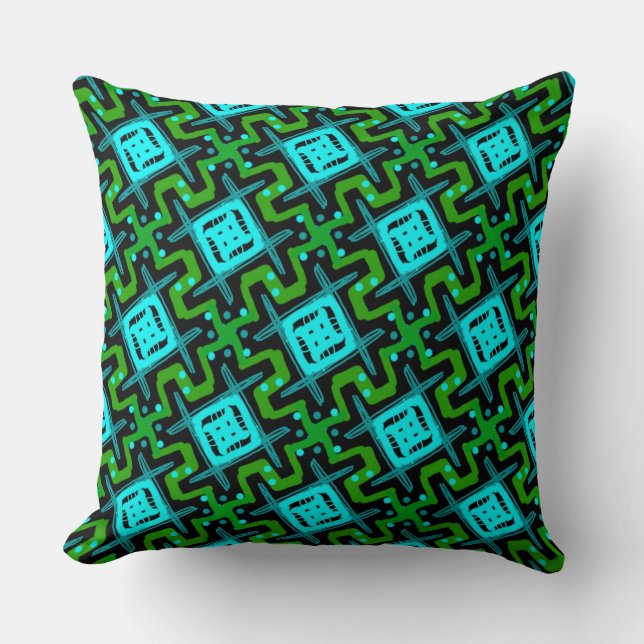 Coussin Sur de bleu de vert de conception de Jimette de (Recto)