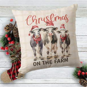 Coussin Sur La Ferme Campagne Vaches Noël