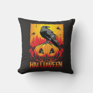 Coussin sur le thème du Corbeau d'Halloween