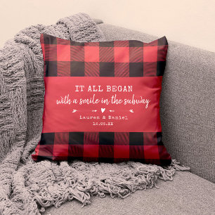 Coussin Sur mesure où tout a commencé Rouge carreaux Saint