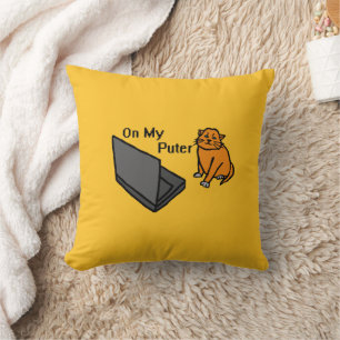 Coussin Sur Mon Ordinateur Drôle Mème De Chat Orange