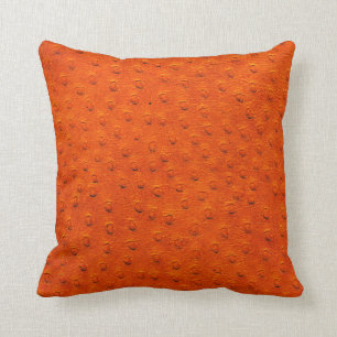Coussin surdimensionné orange de grain de cuir