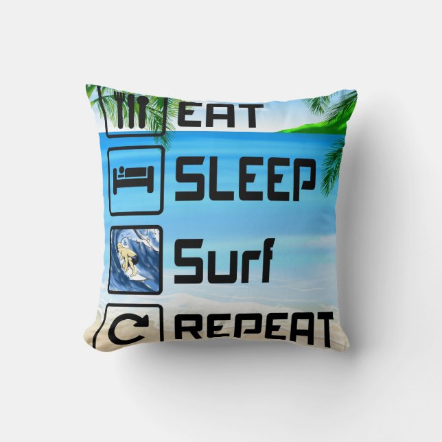 Coussin Surf de sommeil de manger répéter (Recto)