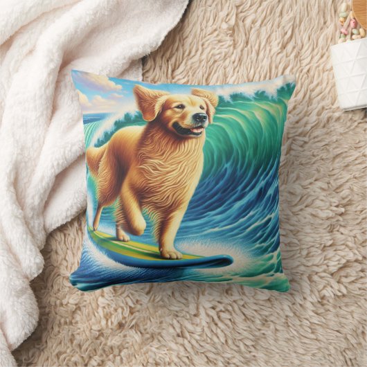 Coussin Surf Golden Retriever (Couverture)