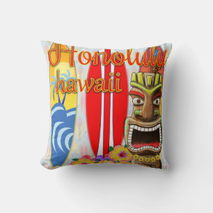 Coussin Surf Honolulu Hawaii Tiki