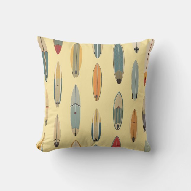 Coussin Surf Life | Impression Rétro de Planche de Surf Cô (Recto)