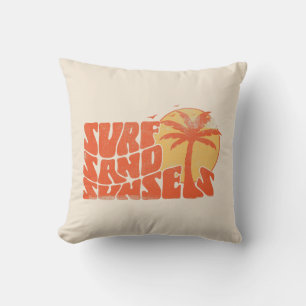 Coussin Surf Rétro Couchers de soleil Palm Tree Beach Vibe