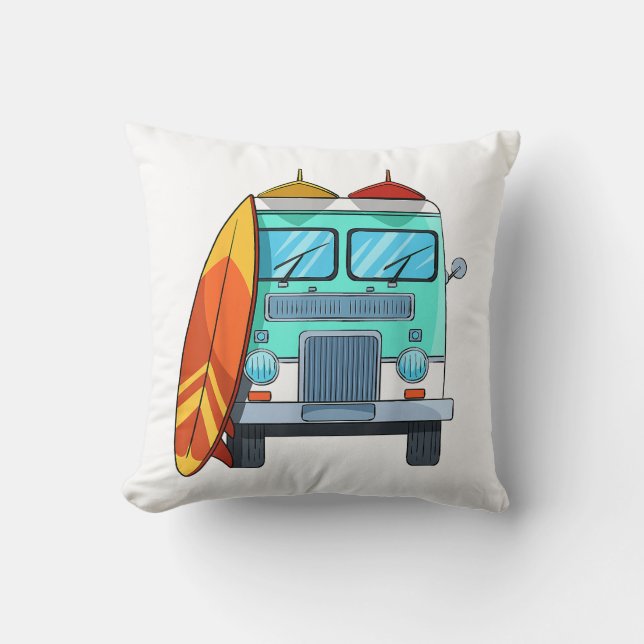 Coussin Surf Van Surfboard Palm Trees Surfboard Surfboard  (Recto)