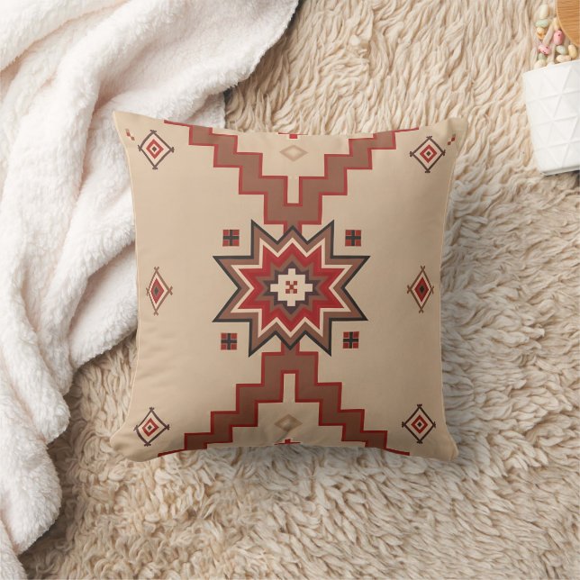 Coussin Surface géométrique occidentale rouge crème (Couverture)
