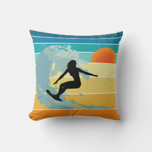Coussin Surfer Girl Sunset Vintage