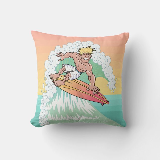 Coussin Surfeur de coucher de soleil cool (Recto)