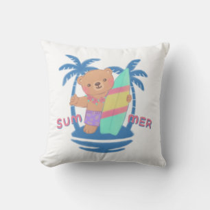 Coussin Surfeur d'ours en été à Hawaii