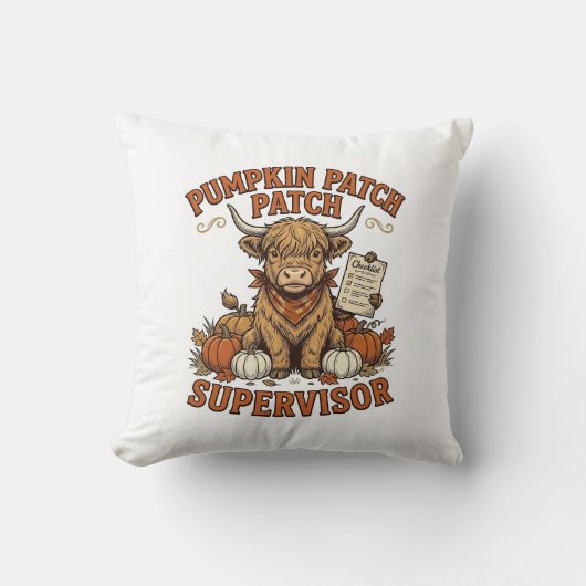 Coussin Surveillant de la plantation de citrouilles Vache (Recto)