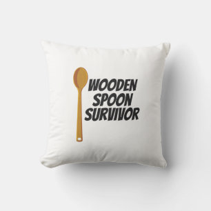 Coussin Survivant de la cuillère en bois Nostalgie drôle